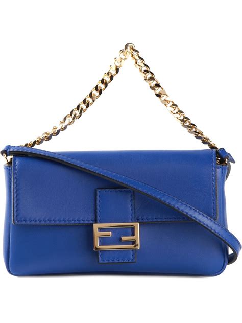 fendi blue leather bag|Fendi baguette shoulder bag.